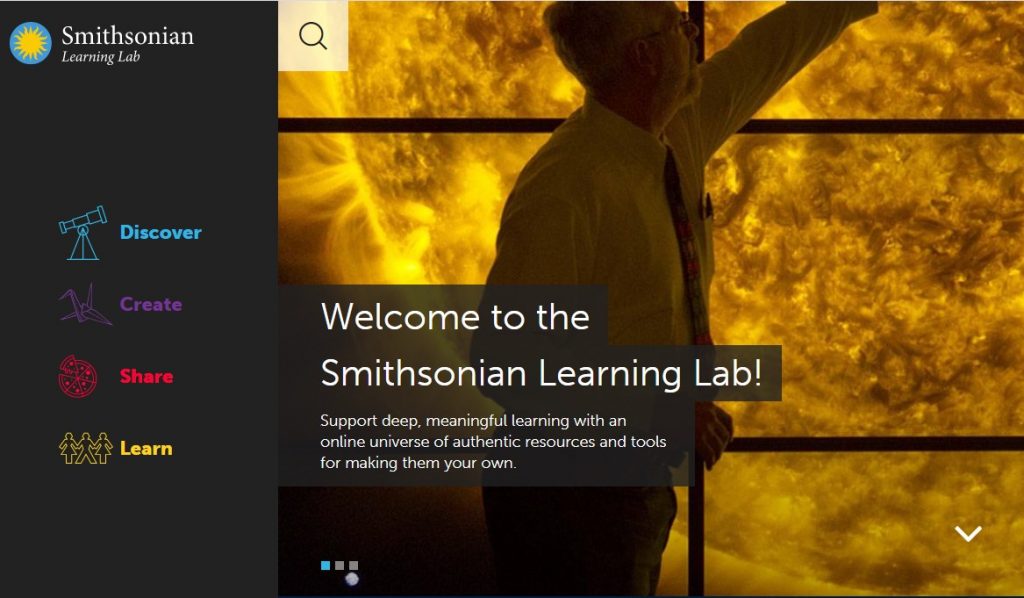 Image of the Home page of the Smithsonian Learning Lab